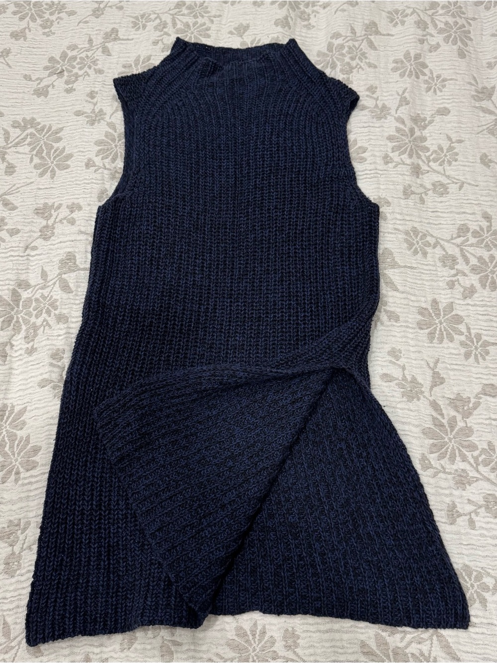 Ann Taylor Navy Blue Cable Knit Sleeveless Tunic